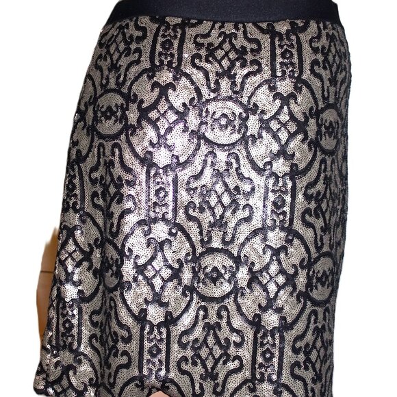 Max Studio Gold Black Sequin Skirt XS - Picture 5 of 7